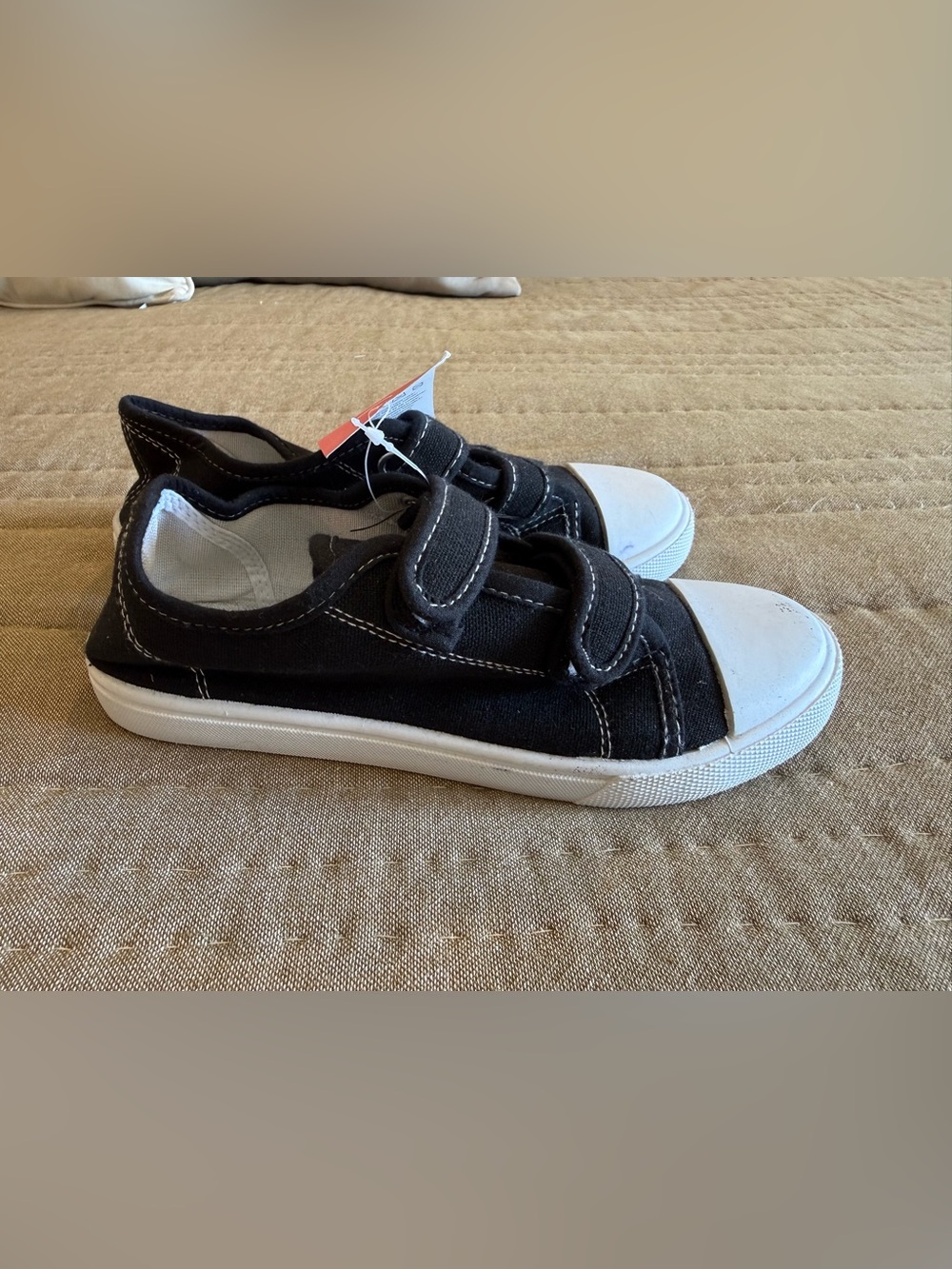 Kids Black Canvas Velcro Sneakers
